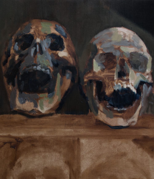 ​Pierre Halé, Two Skulls oil painting
