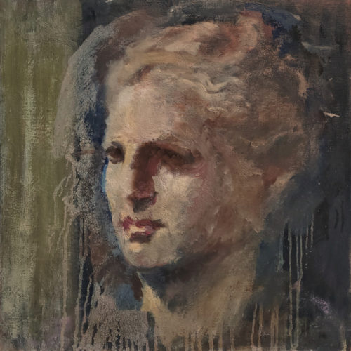 Pierre Halé, Roman Goddess II, 16 x 16" canvas-panel oil painting