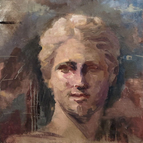 Pierre Halé, Roman Goddess, 16 x 16" canvas-panel oil painting
