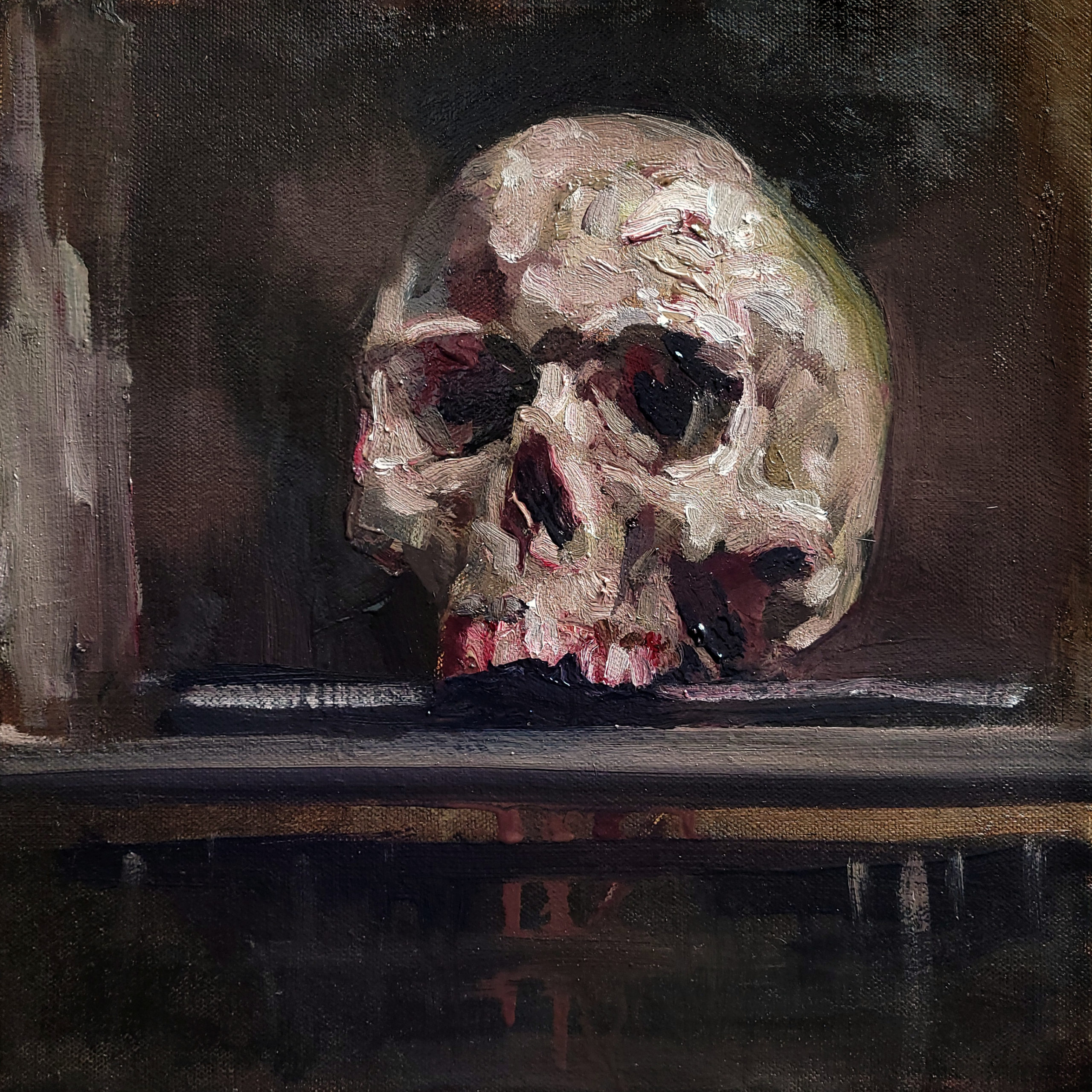 ​Pierre Halé oil painting, Human skull II