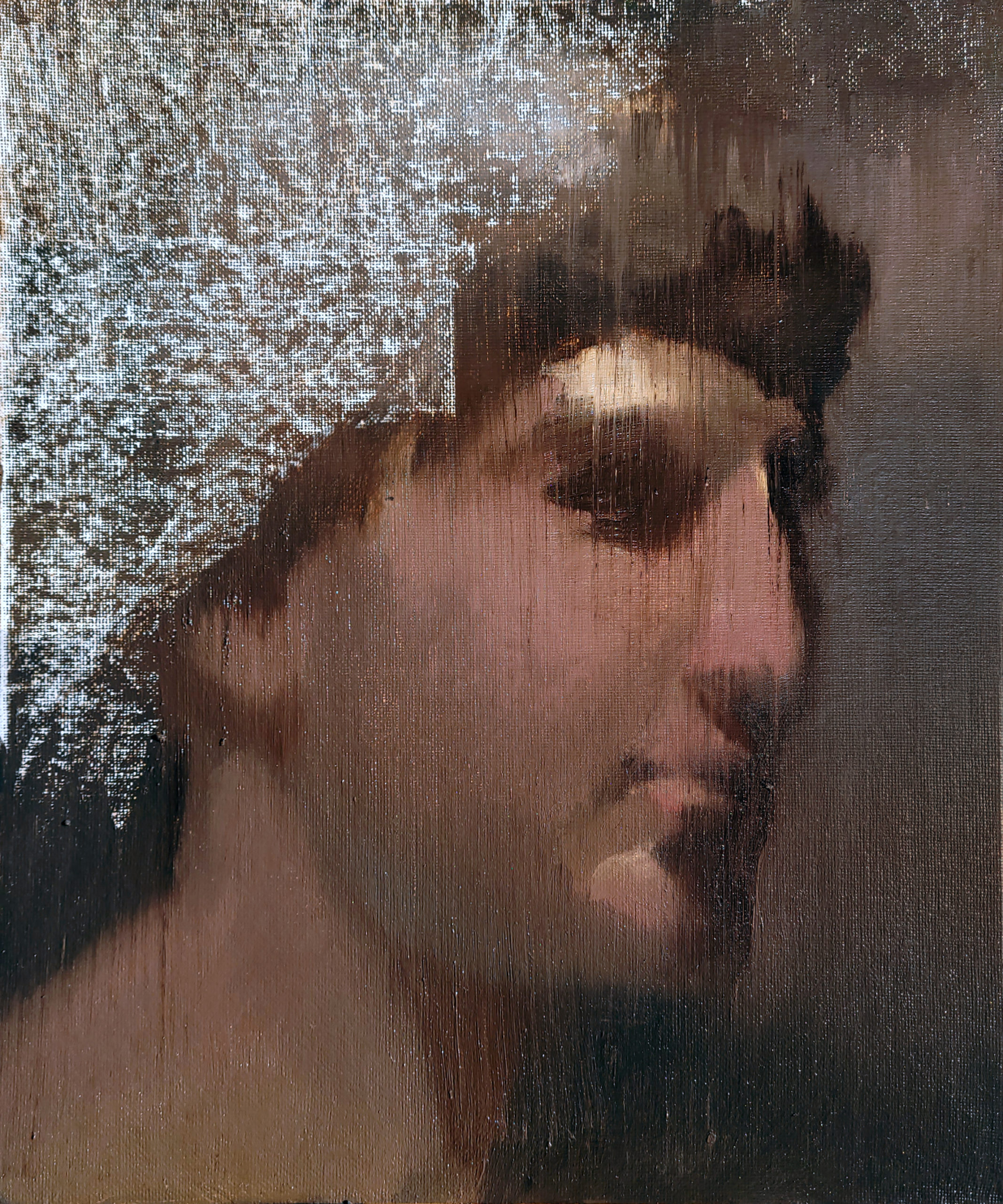 ​Pierre Halé, Male Face, oil on canvas
