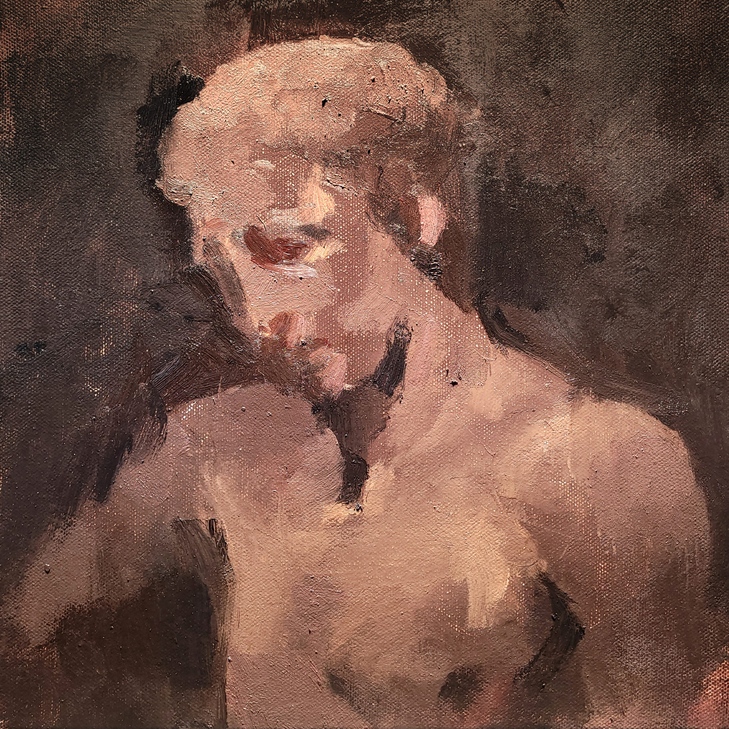 Pierre Halé, Male Head Study, oil on canvas