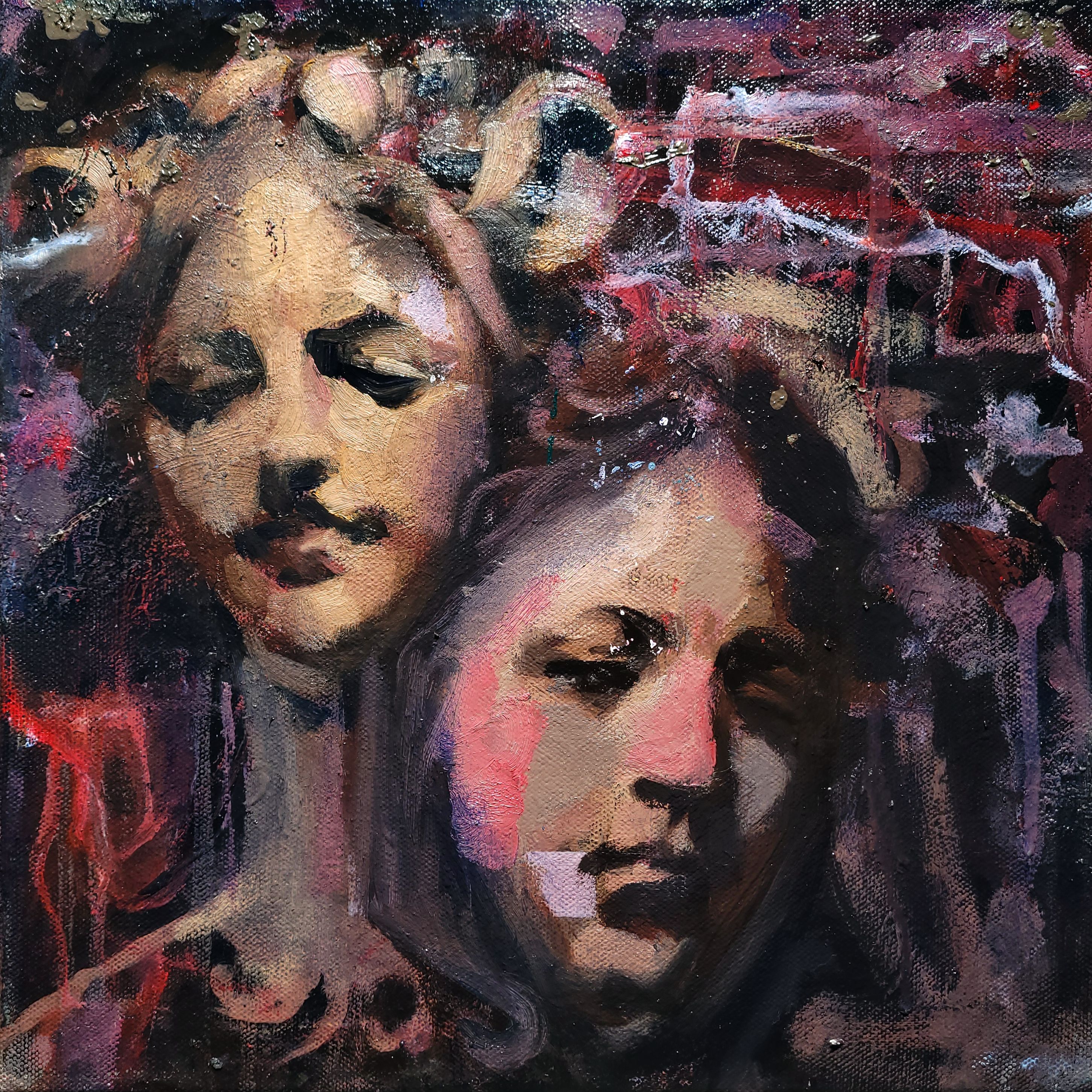Pierre HALE oil painting of two faces